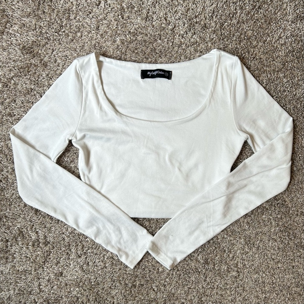 myoutfitonline white long sleeve crop top small